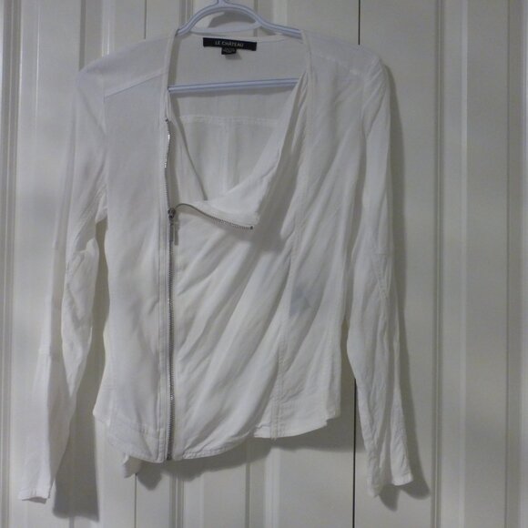 LE CHATEAU white moto style long sleeve top - Picture 3 of 10